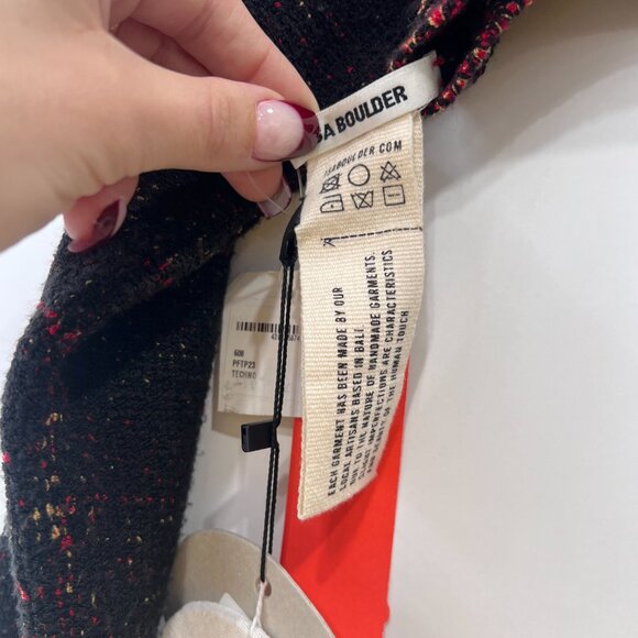 $390 NWT Isa Boulder Black Multi Plain Turtleneck LS Shrug Techno Knit Top sz S - Picture 8 of 10